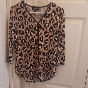 Liz Claiborne Animal Print Blouse - Black and Brown